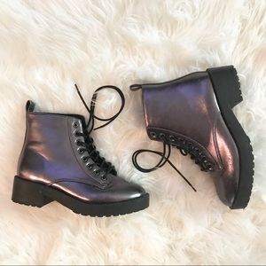Metallic Combat Boots